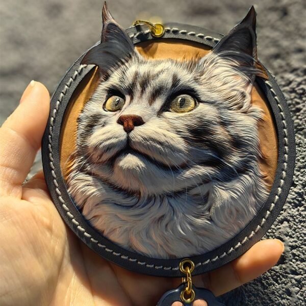 Handmade Leather Carving Pet Pendant - Genuine Leather