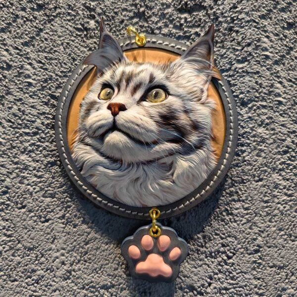 Handmade Leather Carving Pet Pendant - Genuine Leather