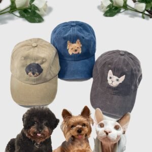 Hand embroidered pet baseball cap
