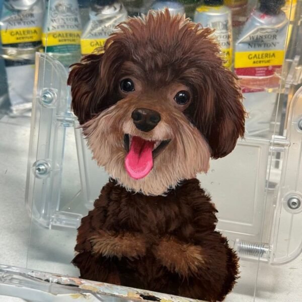 Hand-Painted Pet Portrait Glass Painting
