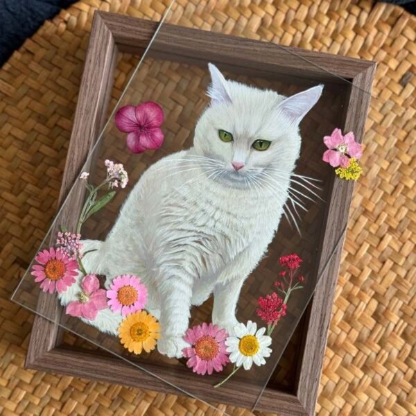 Hand-Painted Pet Portrait Glass Painting