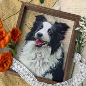 Hand-Painted Pet Portrait Glass Painting