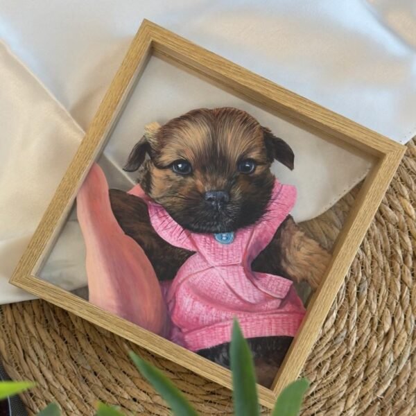 Hand-Painted Pet Portrait Glass Painting