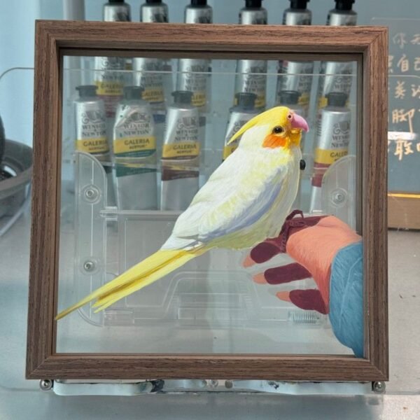 Hand-Painted Pet Portrait Glass Painting
